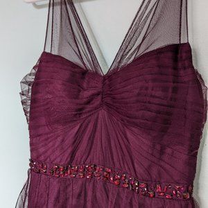 Adrianna Papell A-Line Formal Gown, Deep Wine, Sz 6- prom, wedding, holiday